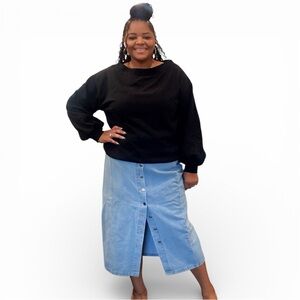 Light Blue Button-Down Midi Skirt 3XL